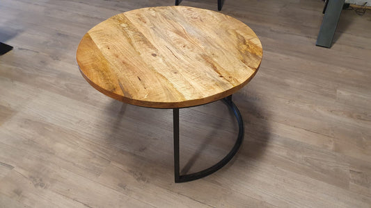 Ronde mangohouten salon/bijzettafel van 73cm doorsnee