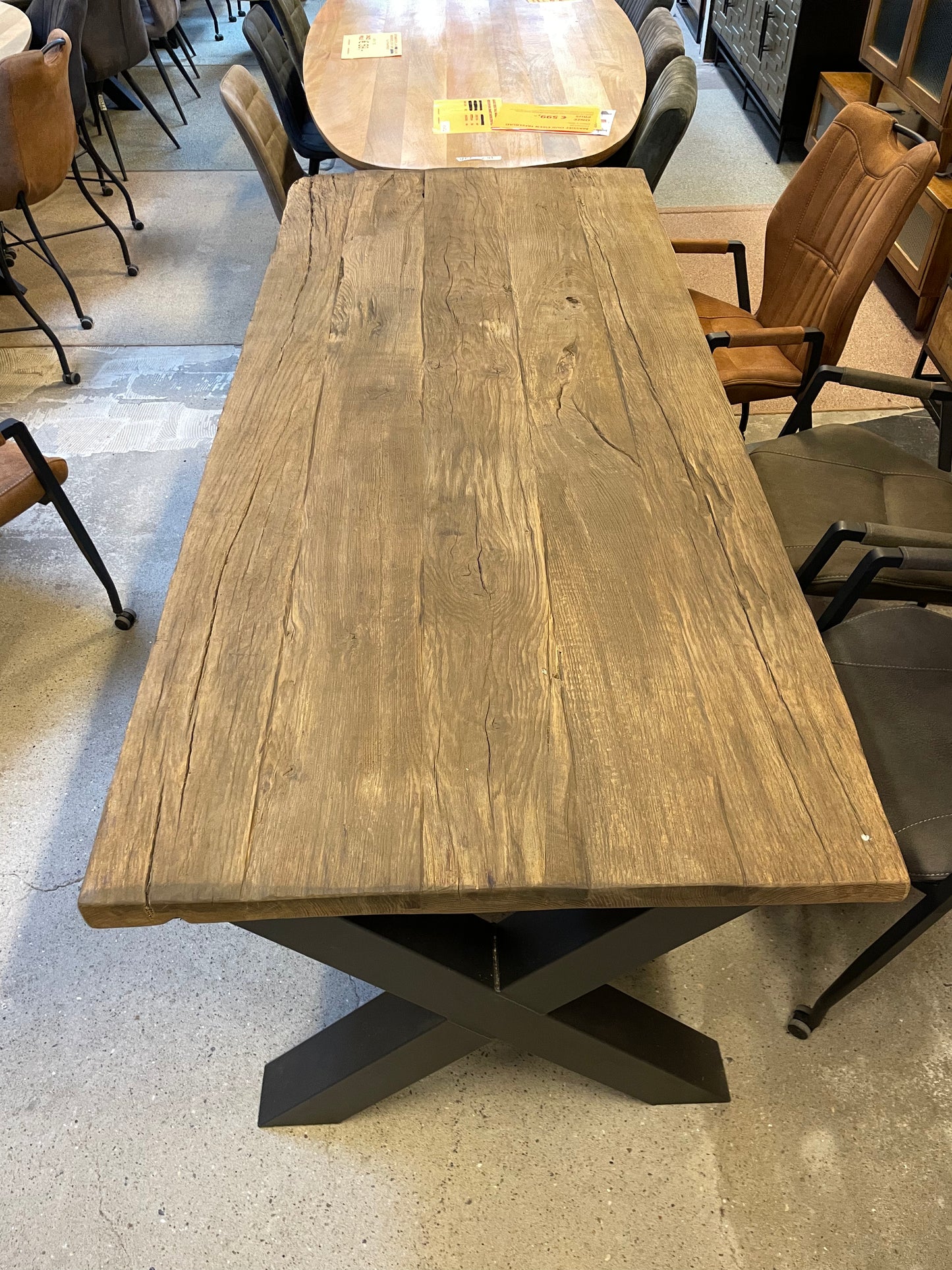Massief recht oud eiken tafelblad 220x95