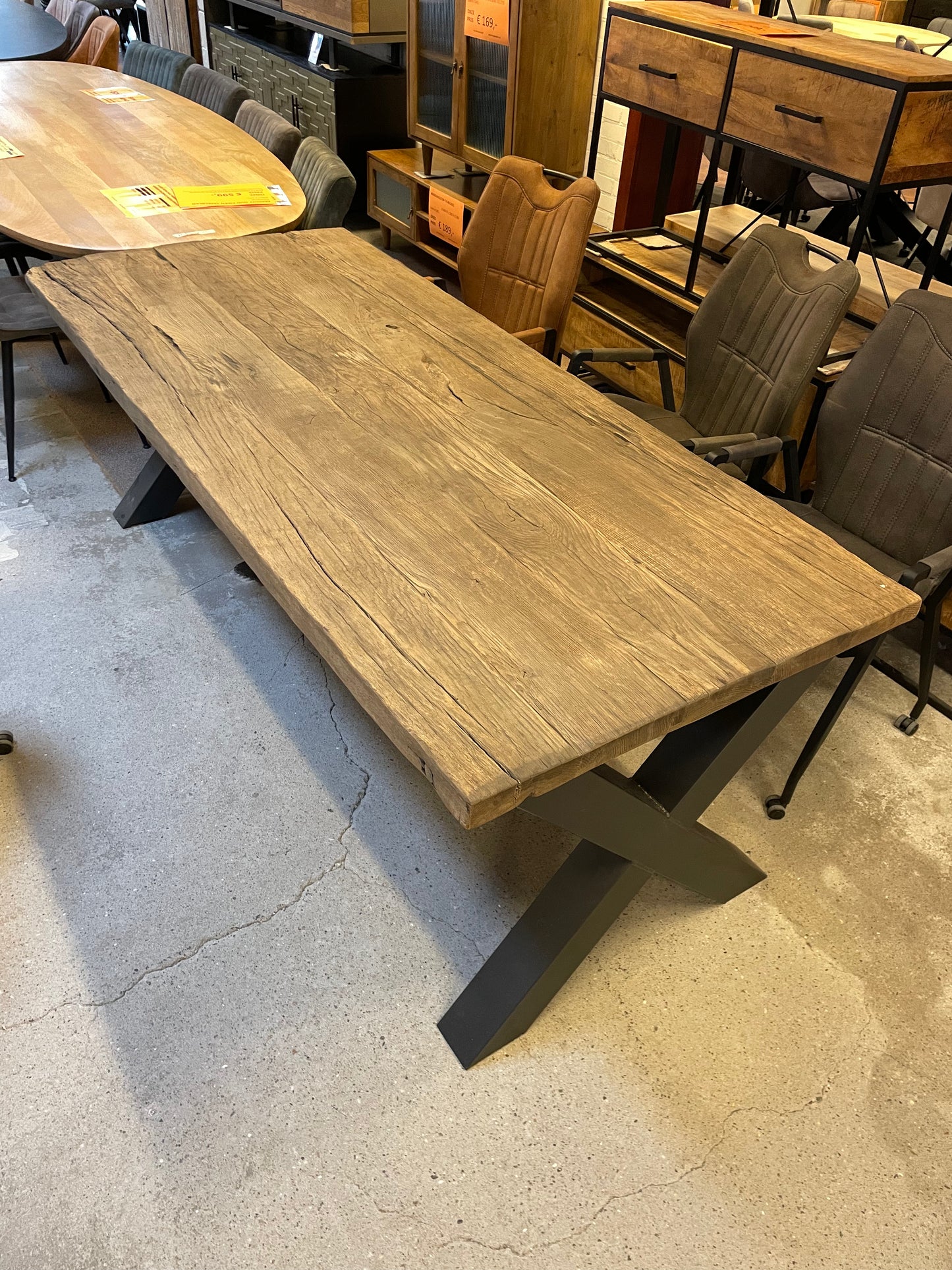 Massief recht oud eiken tafelblad 220x95