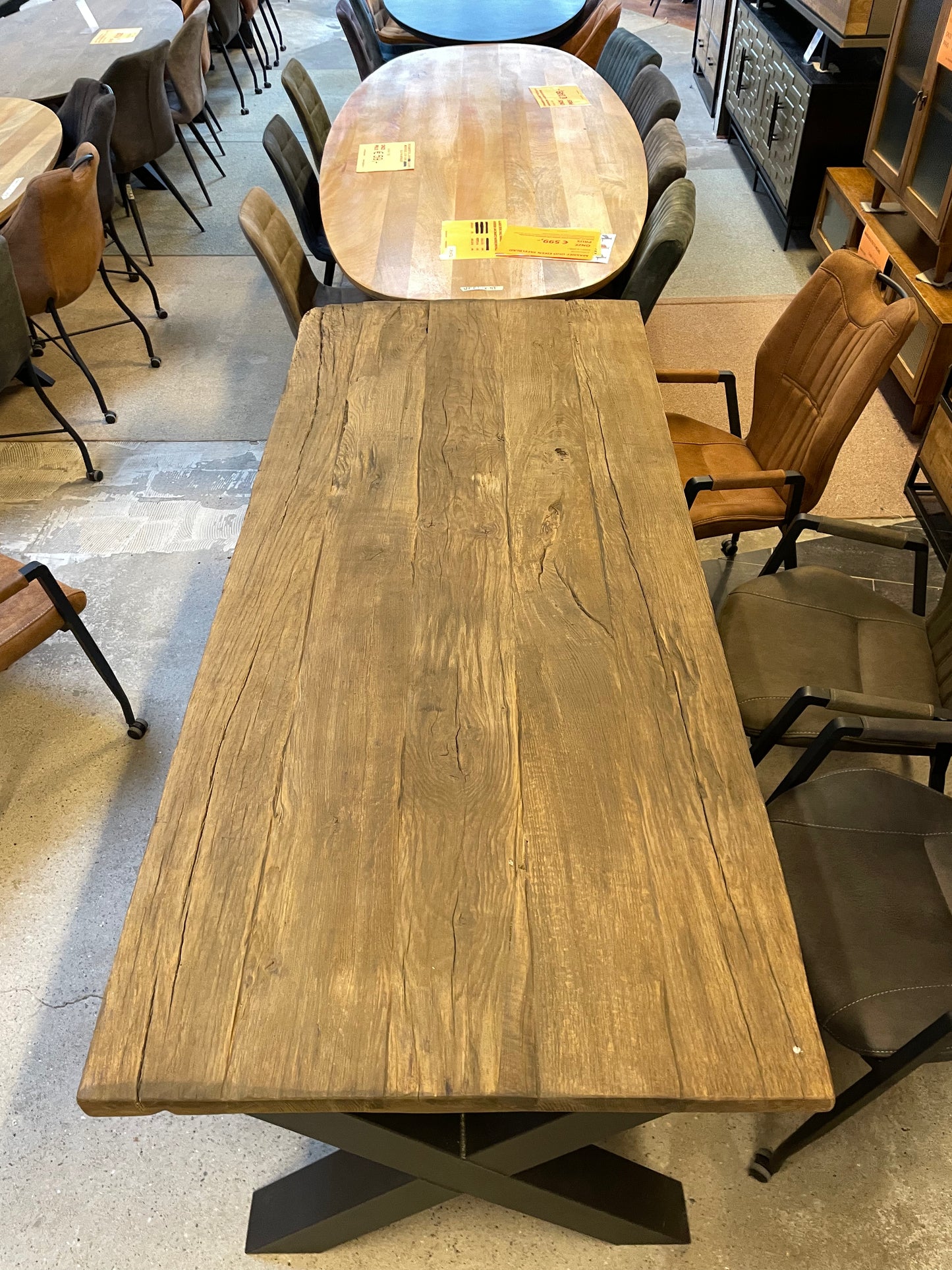 Massief recht oud eiken tafelblad 220x95