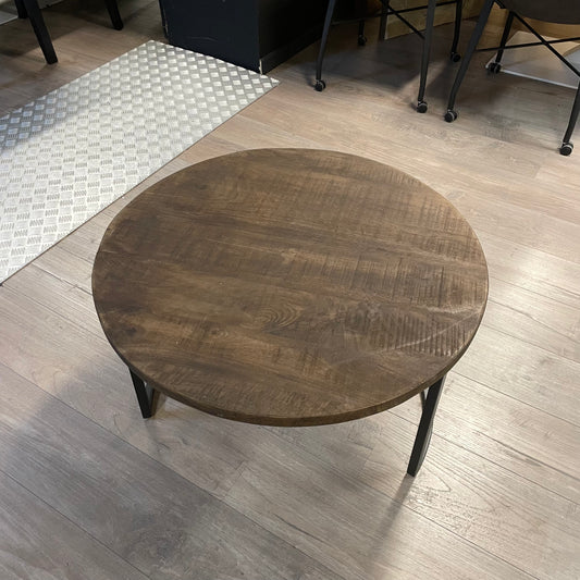 Ronde mangohouten salon/bijzettafel van 73cm doorsnee bruin