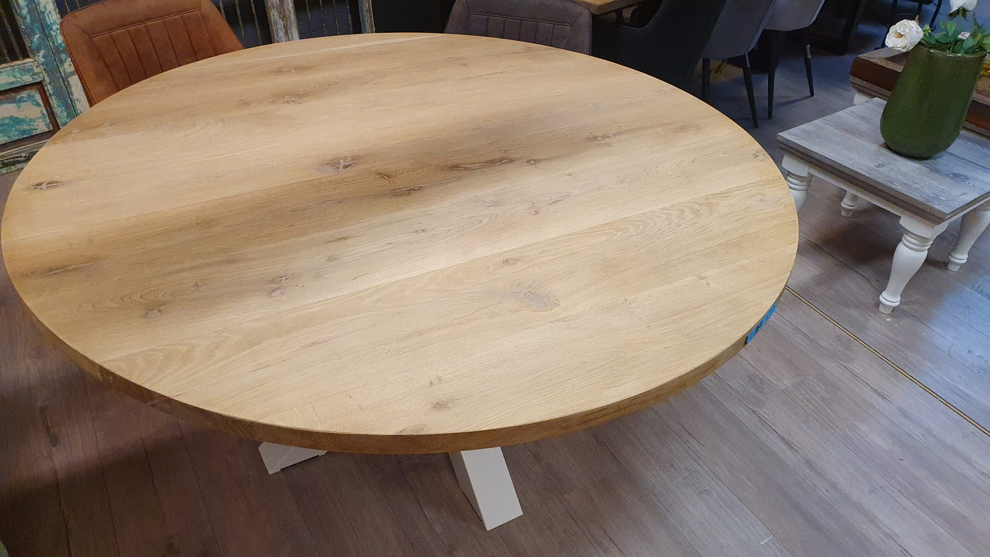 Rond massief eiken tafelblad van 160cm doorsnee