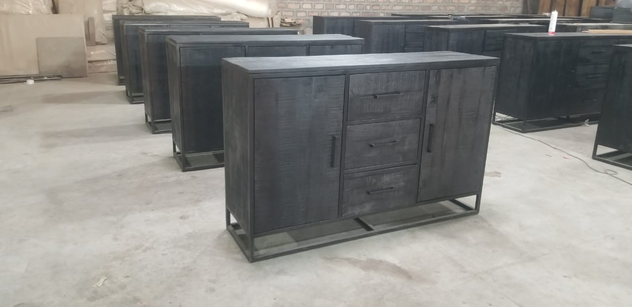 Dressoir Ronald zwart - 140cm