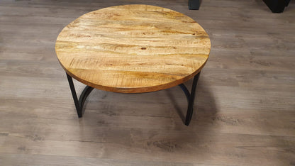 Ronde mangohouten salon/bijzettafel van 73cm doorsnee