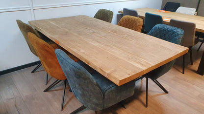 Set van 6x eetkamerstoel William in blauw/geel en olijfgroen velvet/velours