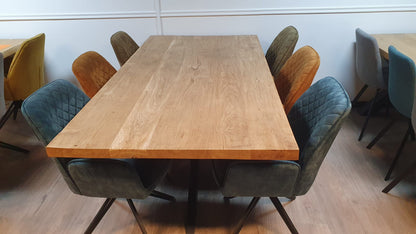 Set van 6x eetkamerstoel William in blauw/geel en olijfgroen velvet/velours