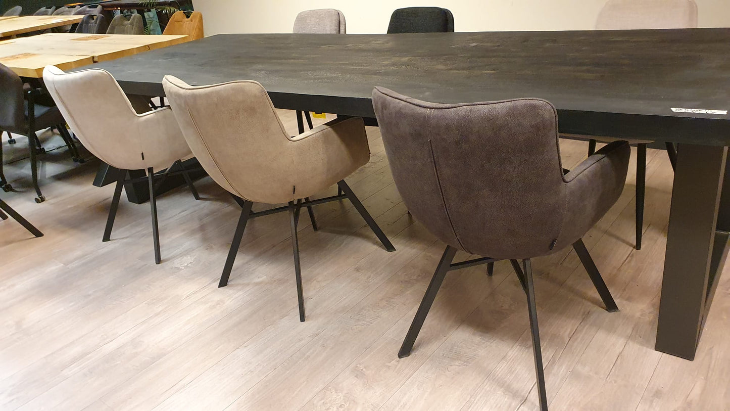 Set van 6x MX Sofa Eetkamerstoel Marcon: 2x antraciet, 2x sand en 2x thyme.