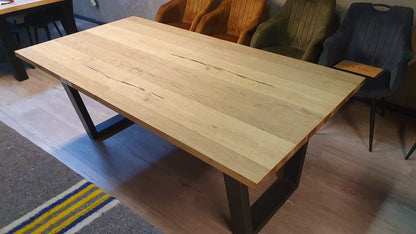 Railway brown eiken uitschuiftafel van 200x100cm, uitschuifbaar tot 250cm