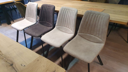 Set van 4x MX Sofa Eetkamerstoel Pluto: 2x sand, 1x antraciet, 1x thyme