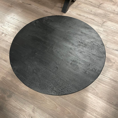 Mangohouten ronde geborstelde salontafel zwart - 80cm - Swiss edge