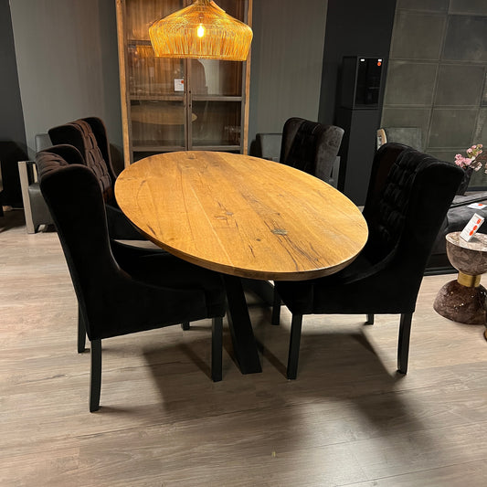 Eettafel thermisch oud eiken - Inc matrixpoot gecoat