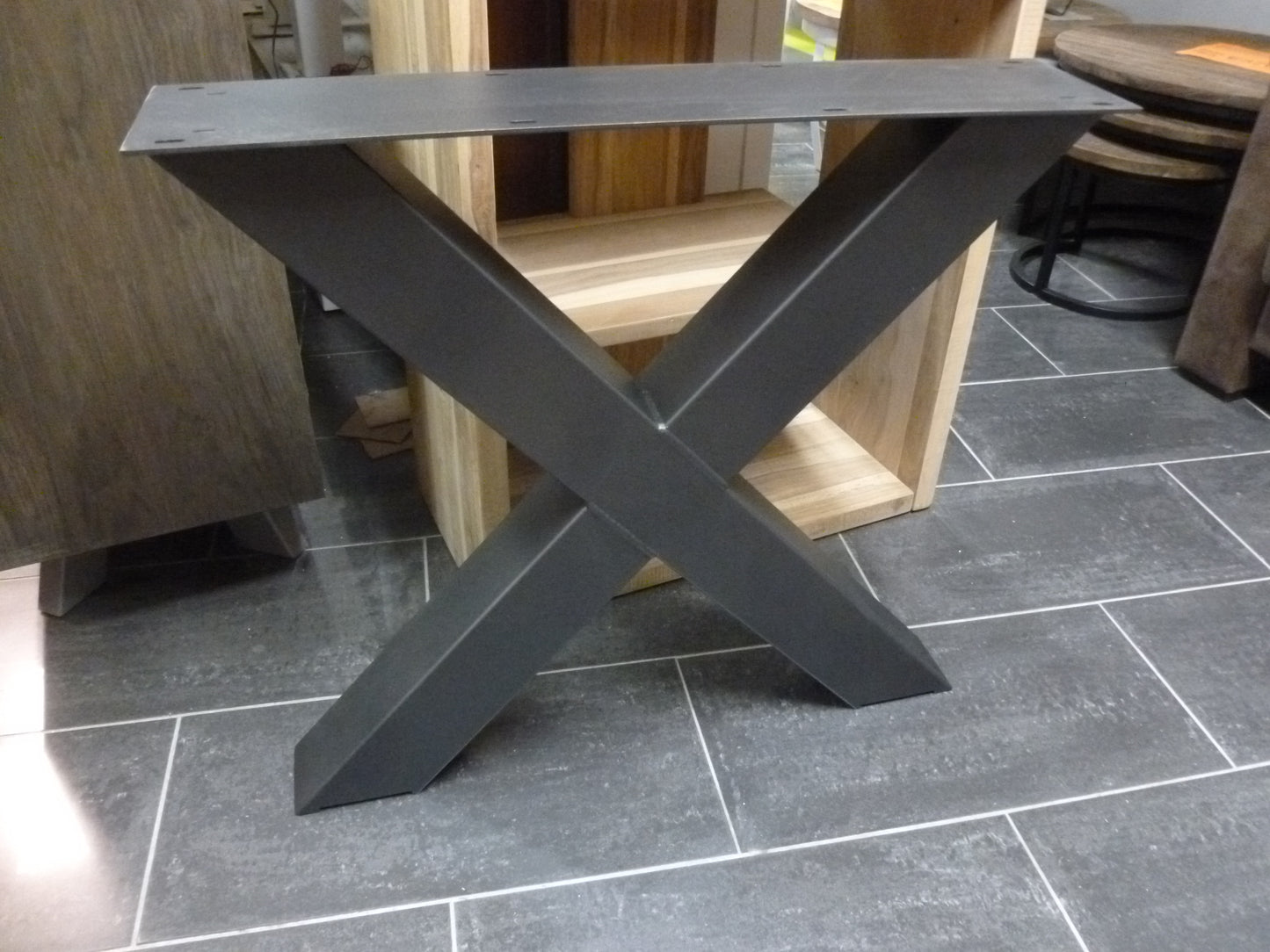 Setprijs: antraciet gepoedercoate metalen X-poot van 10x10cm met bovenplaat 78cm