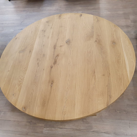 Rond massief eiken tafelblad van 160cm doorsnee