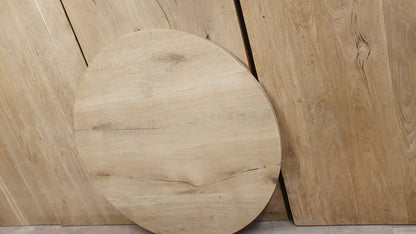 Ronde massief oud eiken tafelbladen van 135cm doorsnee en 4,5cm dik