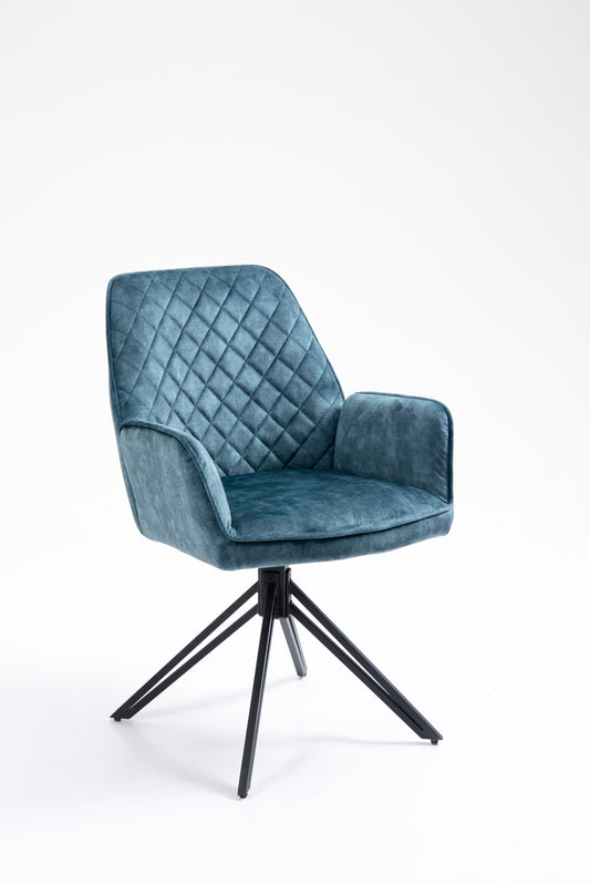 Eetkamerstoel William in blauw velvet/velours