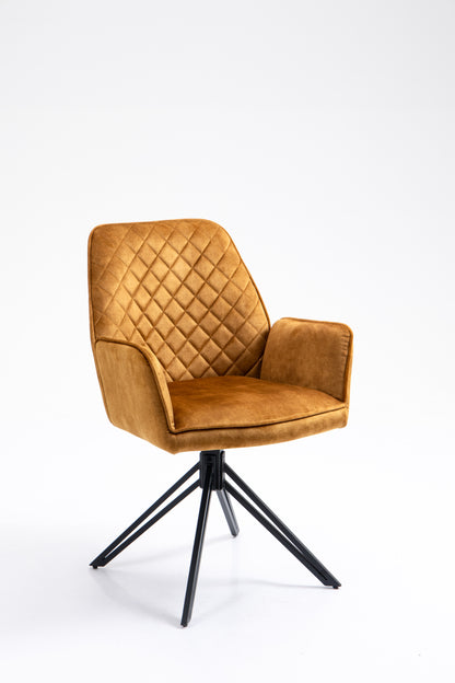 Set van 6x eetkamerstoel William in blauw/geel en olijfgroen velvet/velours