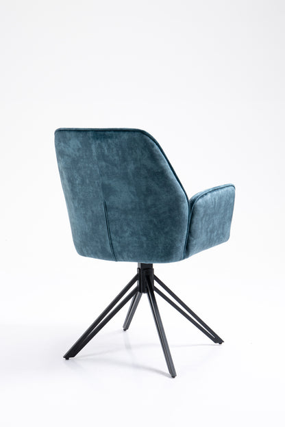 Set van 6x eetkamerstoel William in blauw/geel en olijfgroen velvet/velours