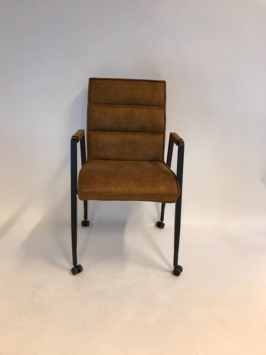 Set van 4x MX Sofa Eetkamerstoel Tyrza microvezel cognac