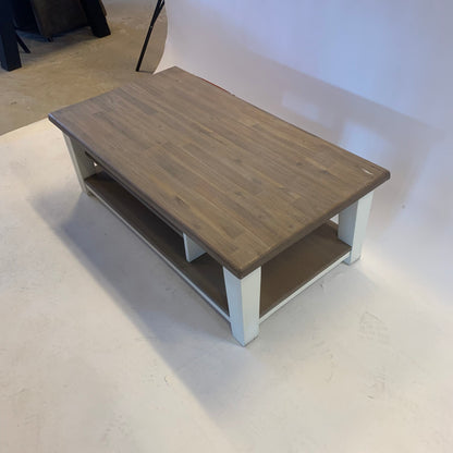 Wagon grey acaciahouten salontafel gecombineerd met wit mdf, model Malton